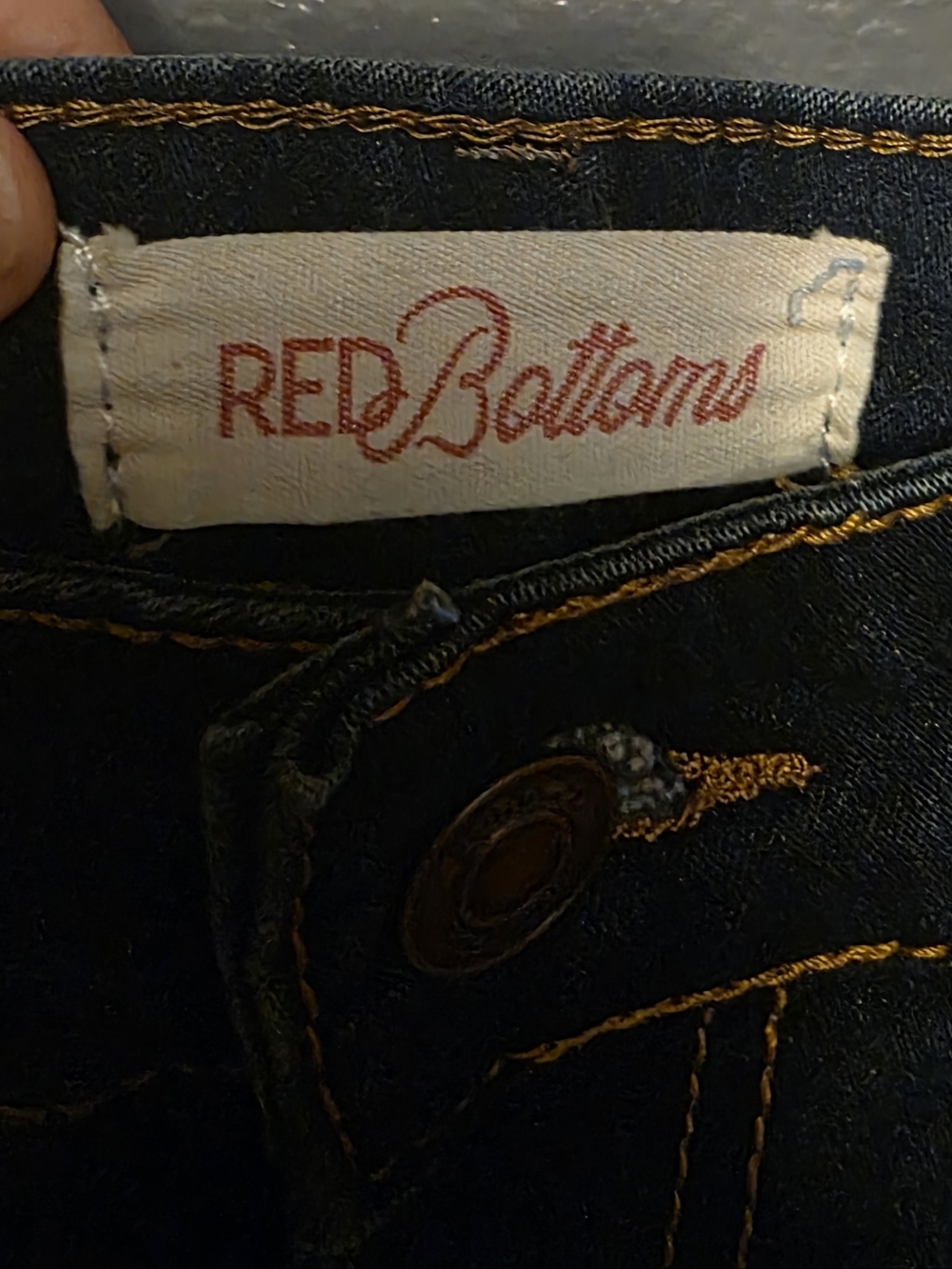 Christian Louboutin Dark Blue Denim Jeans with Gold Stitching